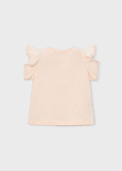 Girls S/s Shirt w/Lace Trim
