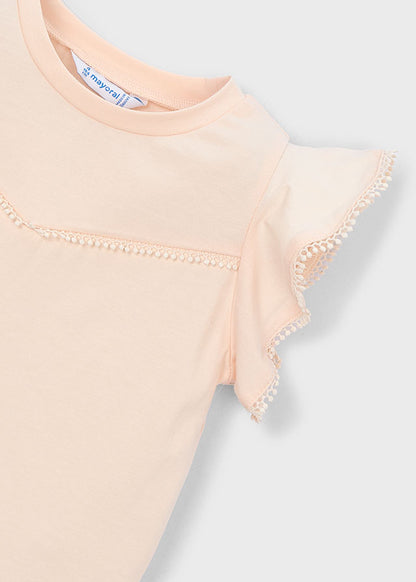 Girls S/s Shirt w/Lace Trim