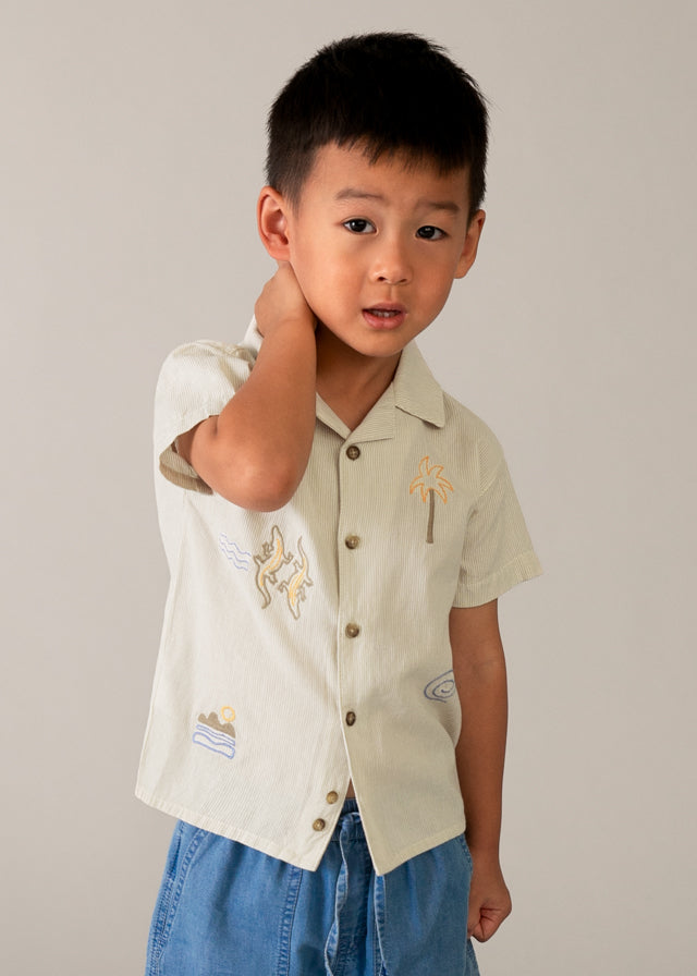 Boys Embroidered Button Down