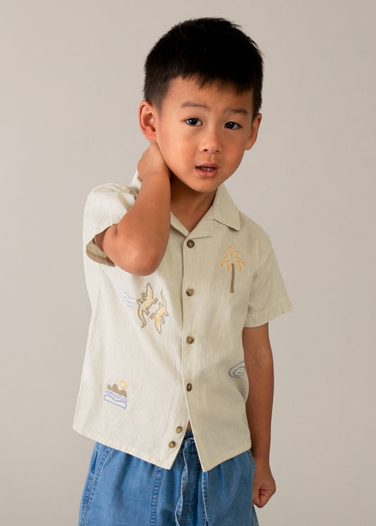 Boys Embroidered Button Down