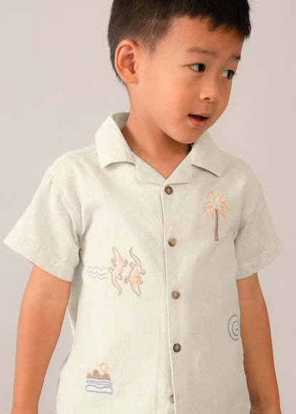 Boys Embroidered Button Down