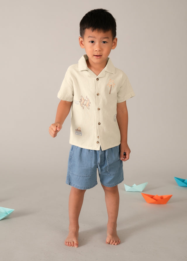 Boys Embroidered Button Down