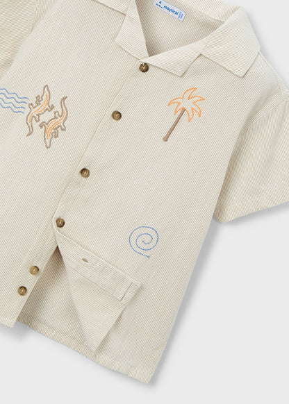 Boys Embroidered Button Down