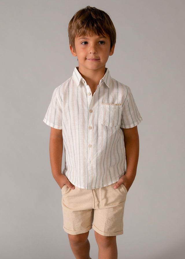 Boy Linen Bermuda Set