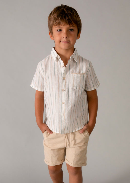 Boy Linen Bermuda Set