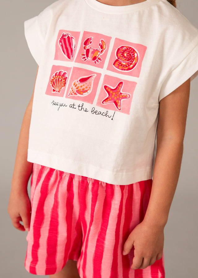 Girl Coral Printed S/s Set