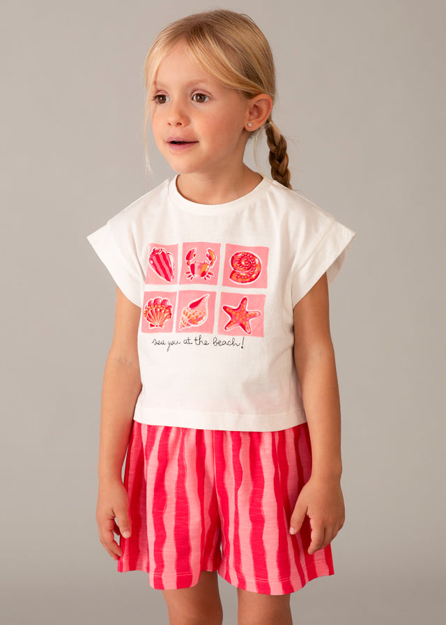 Girl Coral Printed S/s Set