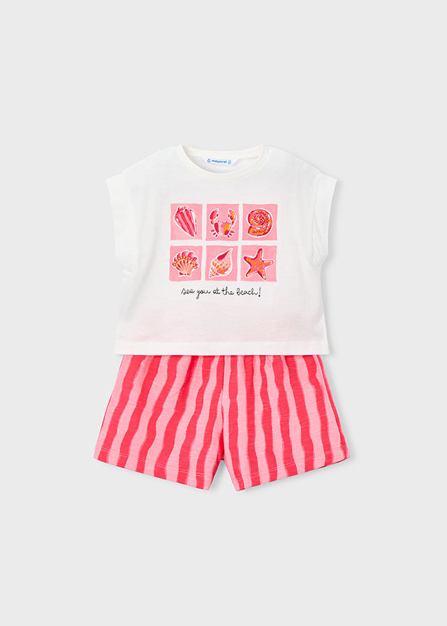 Girl Coral Printed S/s Set