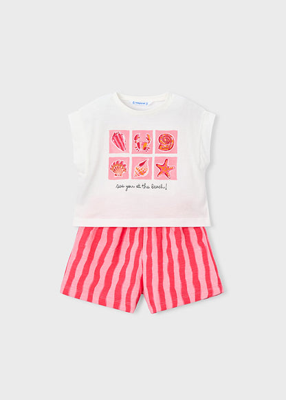 Girl Coral Printed S/s Set