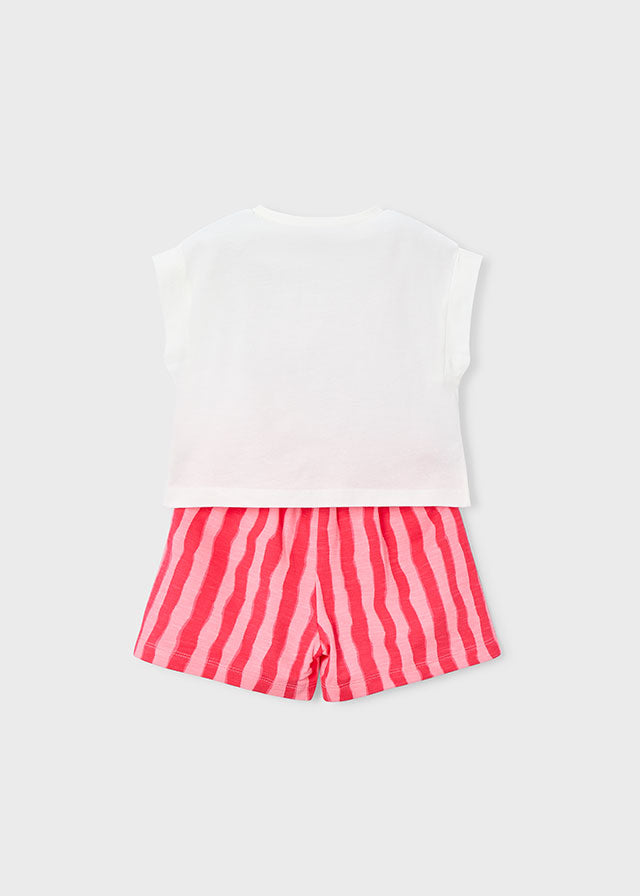 Girl Coral Printed S/s Set