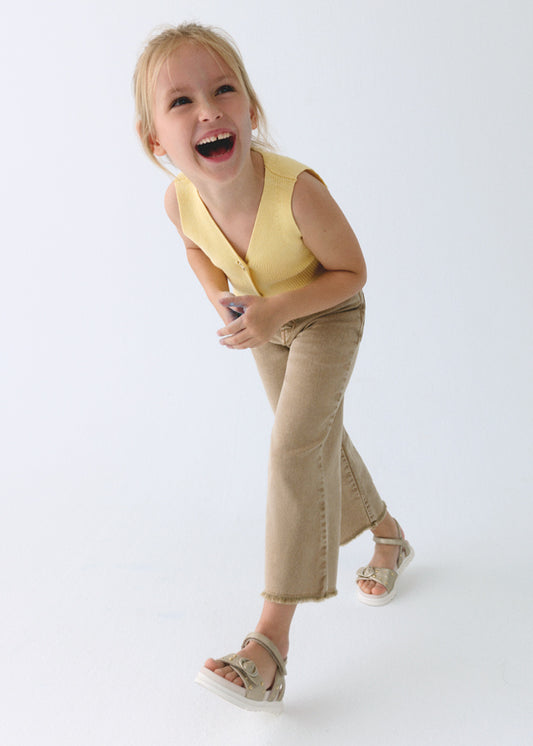 Girls Wide-Leg Twill Pants