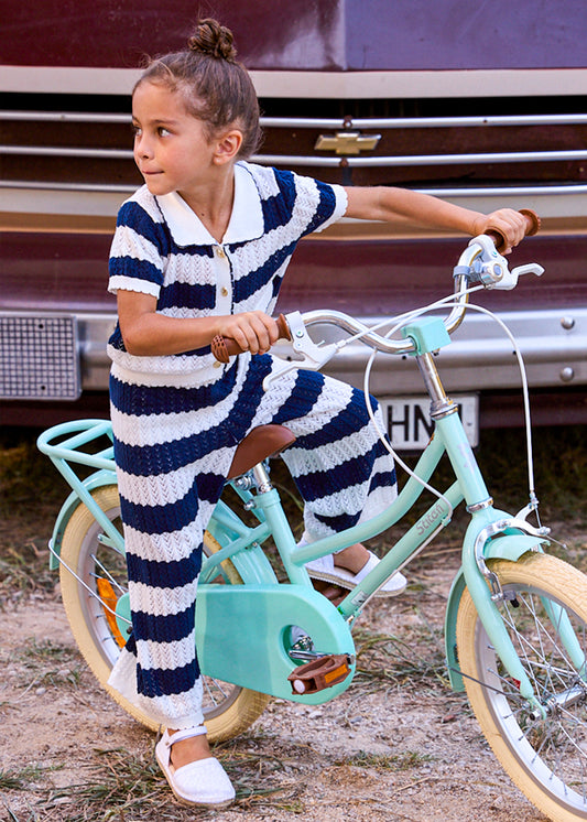 Girls Long Striped Knit Trouser Set