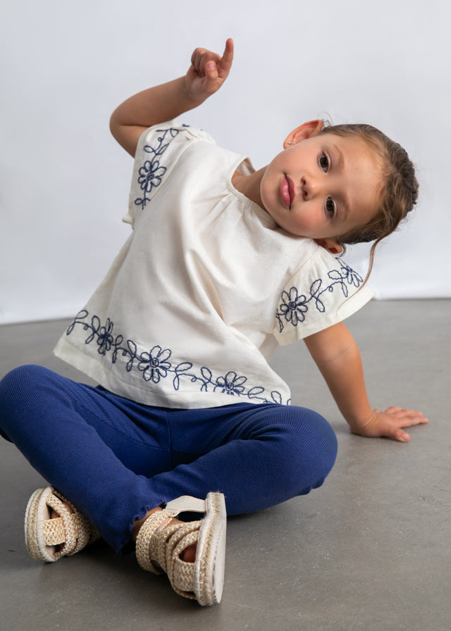 Girl Embroidered Shirt and Legging Set