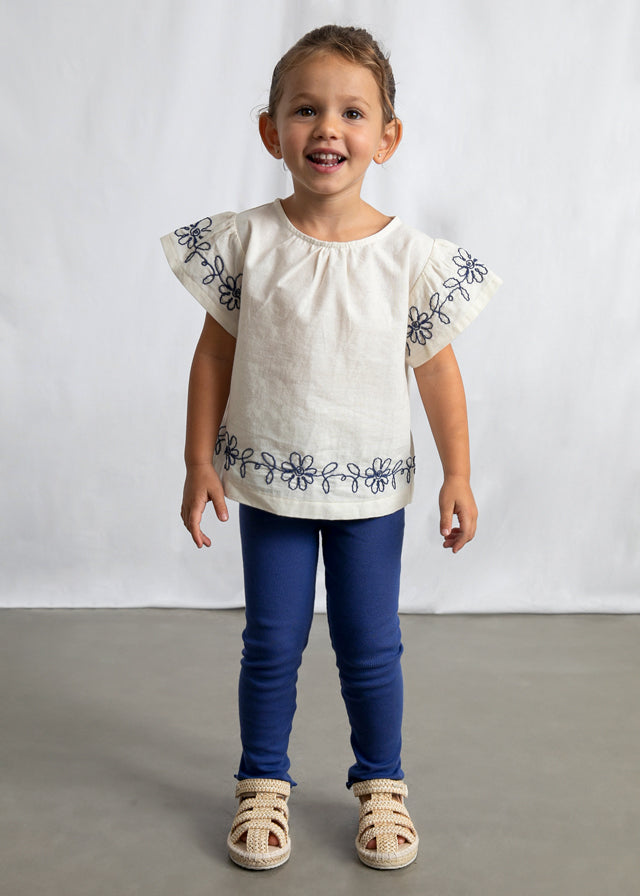 Girl Embroidered Shirt and Legging Set