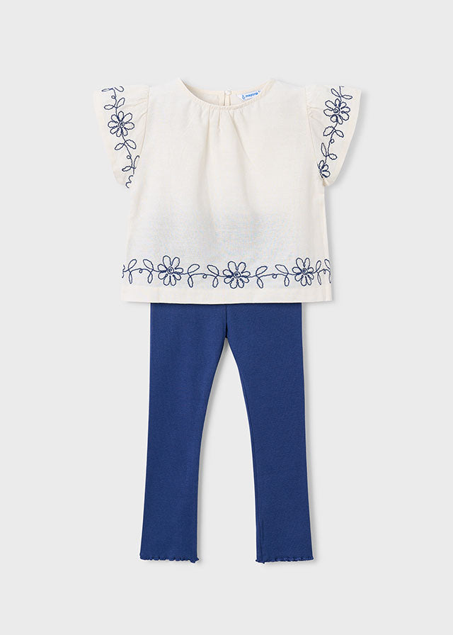 Girl Embroidered Shirt and Legging Set