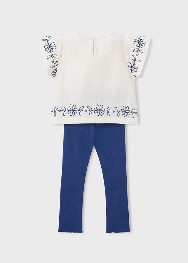 Girl Embroidered Shirt and Legging Set