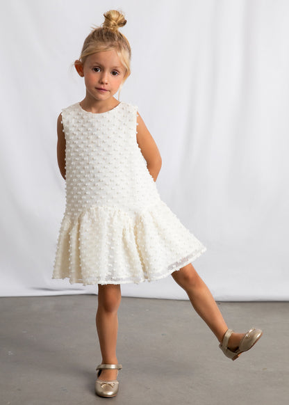Girls Swiss Dotted White Dress