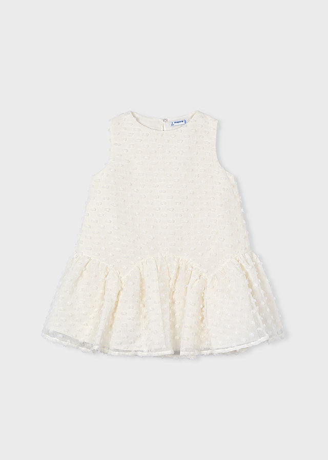 Girls Swiss Dotted White Dress