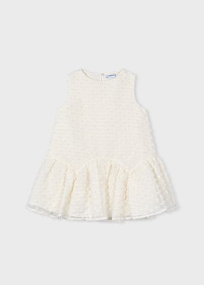 Girls Swiss Dotted White Dress