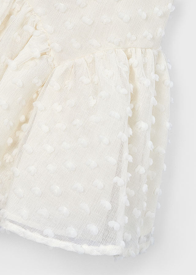 Girls Swiss Dotted White Dress