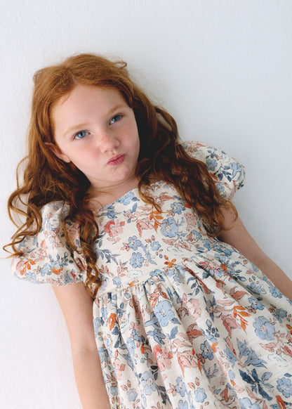 Girl Puff Sleeve Floral Dress
