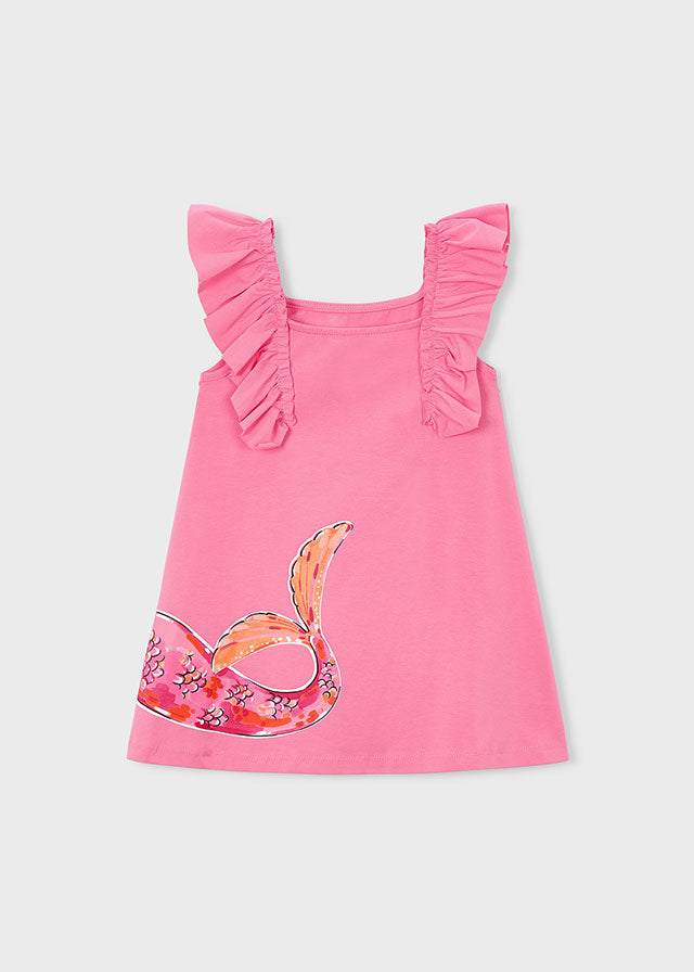 Girl Mermaid Printed Ruffle Dress