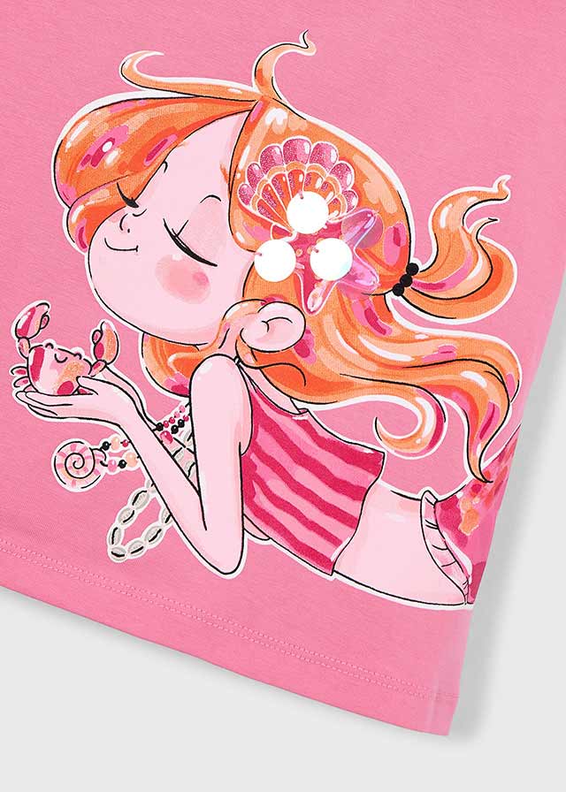 Girl Mermaid Printed Ruffle Dress
