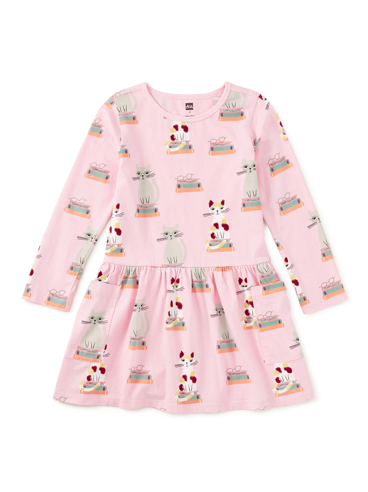 Girl Bookshop Cat L/s Dress