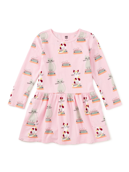 Girl Bookshop Cat L/s Dress