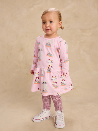 Girl Bookshop Cat L/s Dress