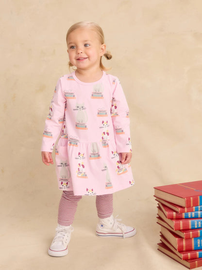 Girl Bookshop Cat L/s Dress