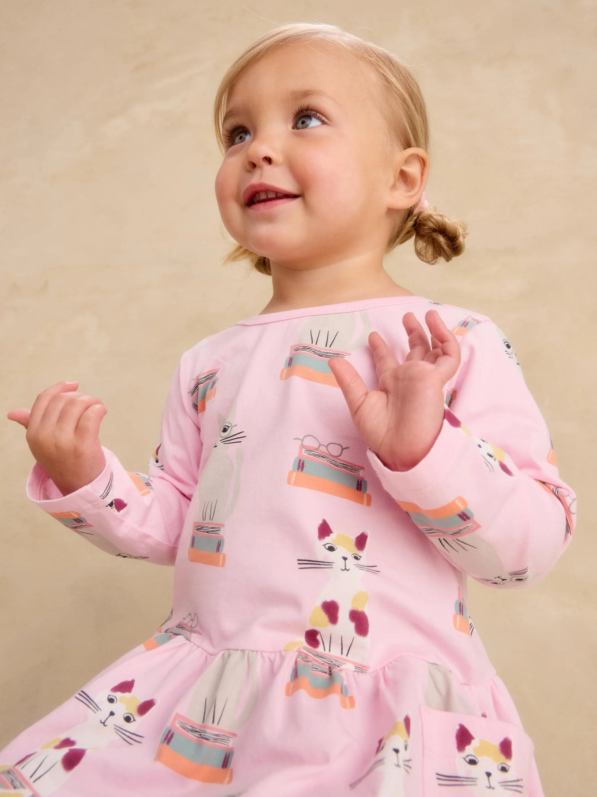 Girl Bookshop Cat L/s Dress