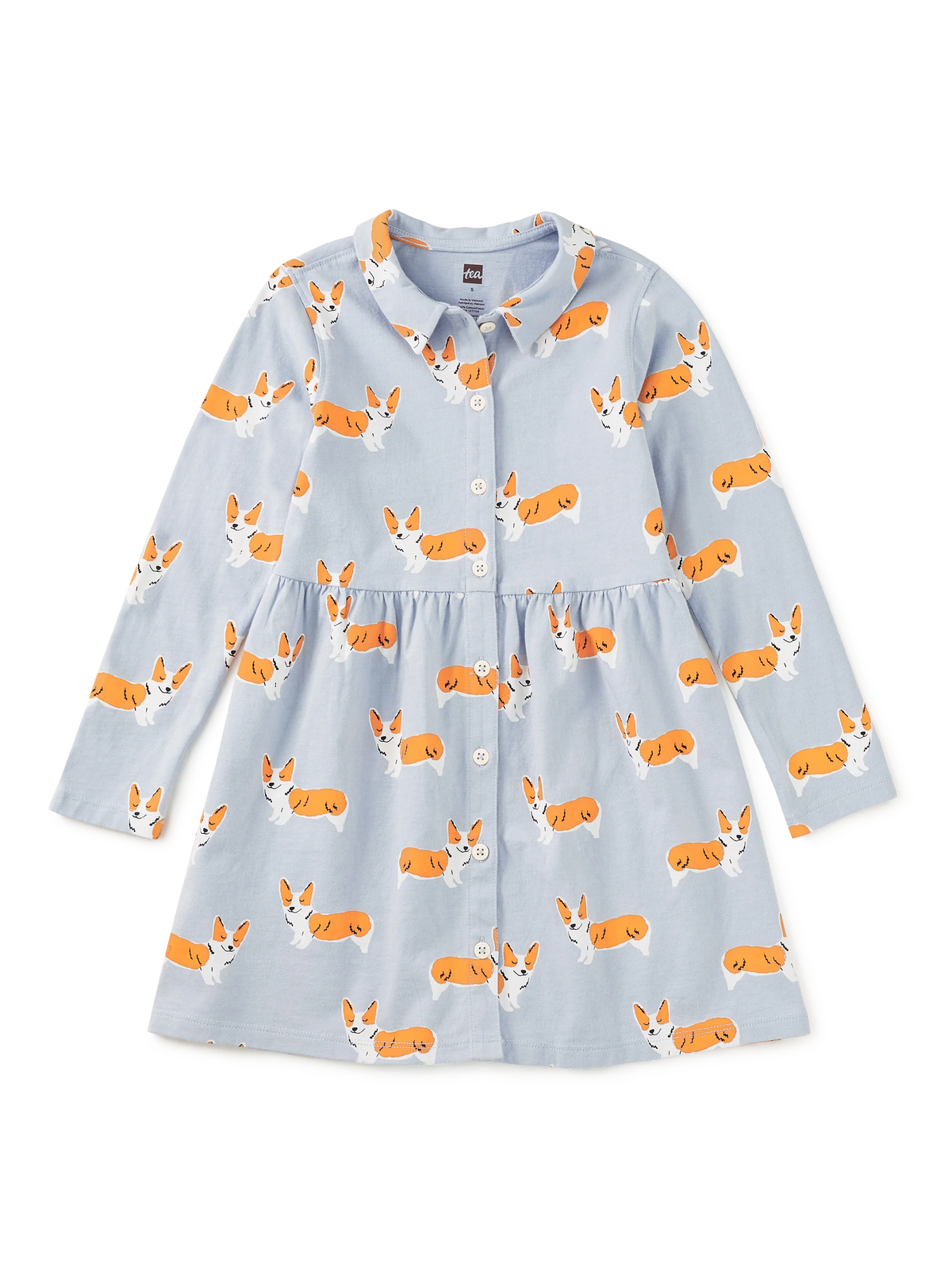 Girl Corgis L/s Collard Dress