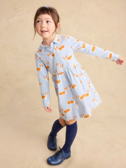 Girl Corgis L/s Collard Dress
