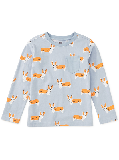 Long Sleeve Corgis Pocket Tee