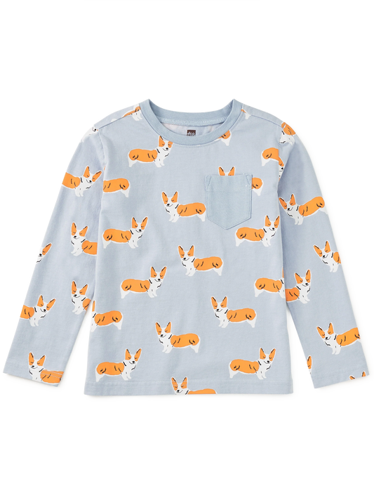 Long Sleeve Corgis Pocket Tee