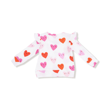 Happy Hearts Ruffle Sleeve Top