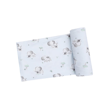 Gray Elephants Swaddle Blanket