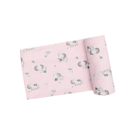 Pink Elephant Swaddle Blanket