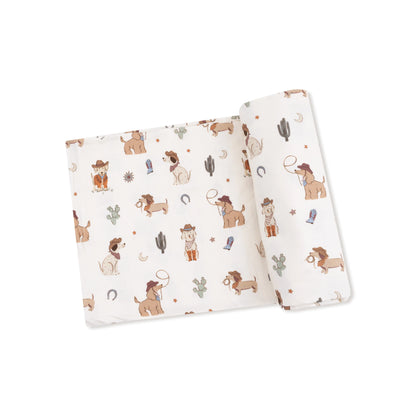 Cowboy Dogs Swaddle Blanket