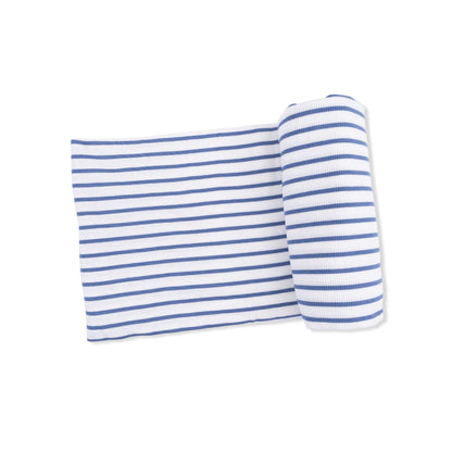 Navy Stripe Ribbed Swaddle