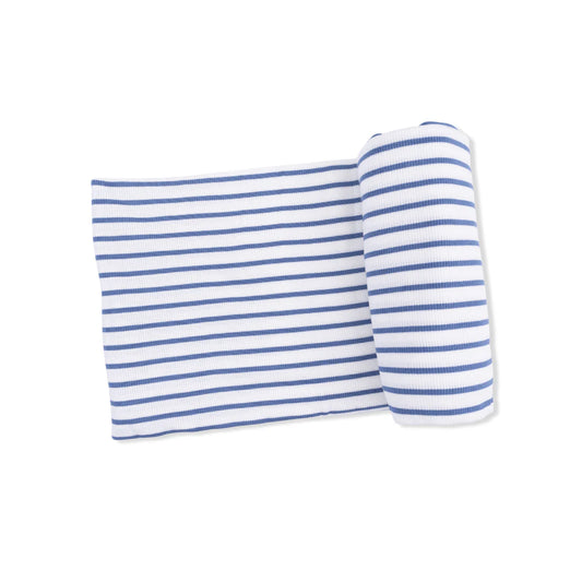 Navy Stripe Ribbed Swaddle
