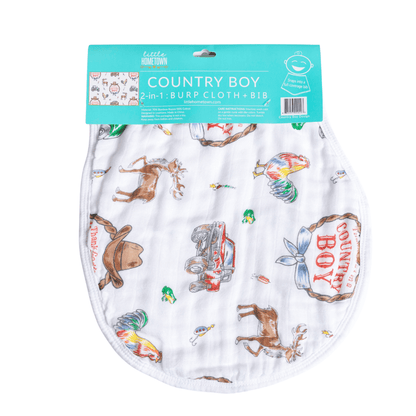Country Boy Burp Cloth and Bib