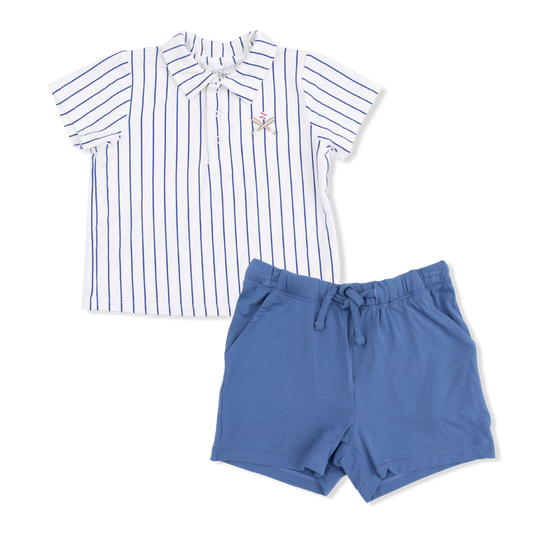 Baseball Stripe Polo Set