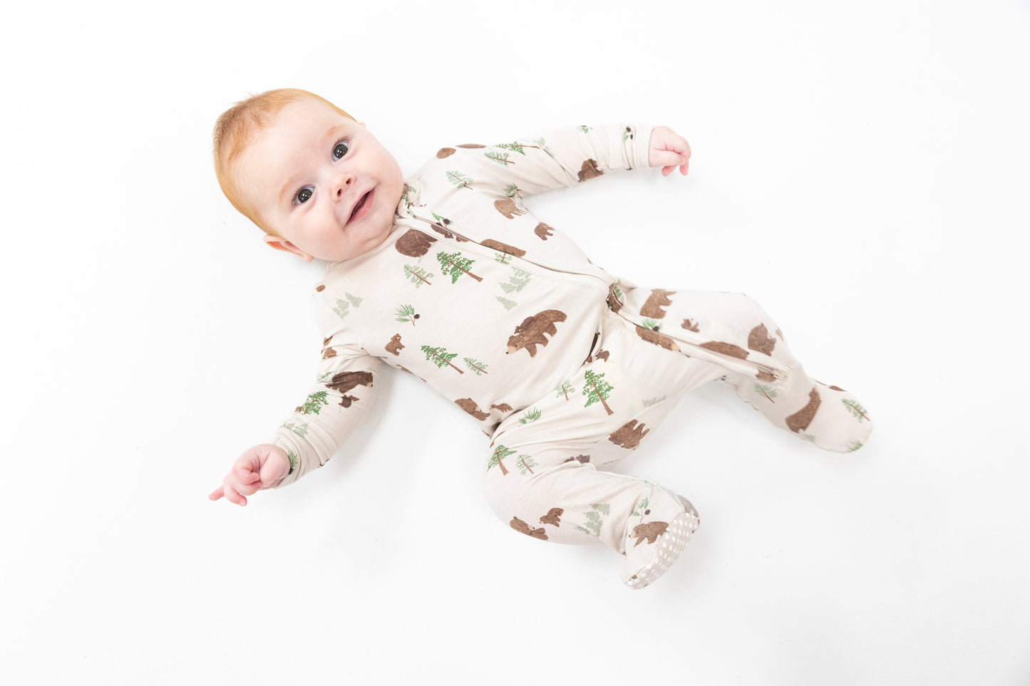 Sweet Brown Bears 2 Way Zipper Footie