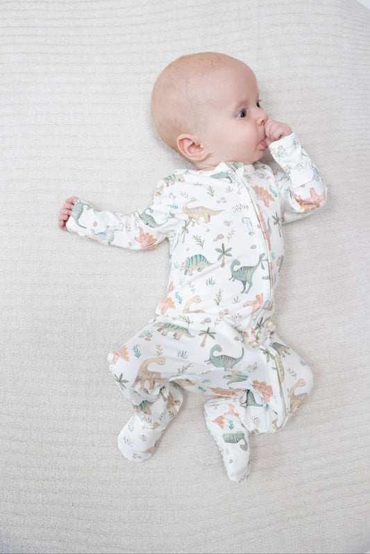 Sweet Baby Dino 2 Way Zipper Footie