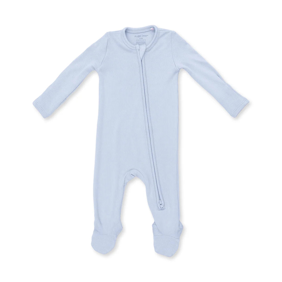 Solid Sheer Blue Ribbed Footie