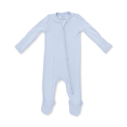 Solid Sheer Blue Ribbed Footie