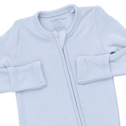 Solid Sheer Blue Ribbed Footie