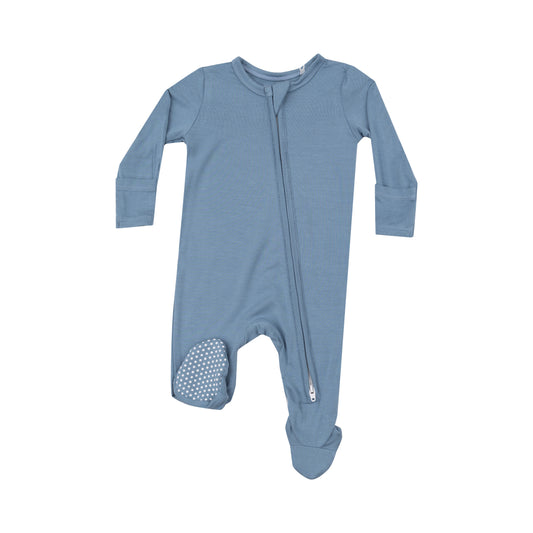 2 Way Zipper Footie, Basic Blue